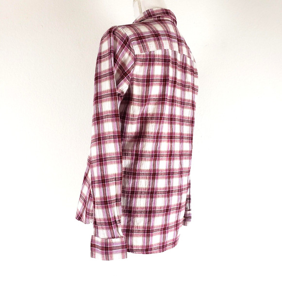 Eddie Bauer Shirt Womens SIZE S Red Plaid Button Down Long Sleeve Cotton Trendy - Picture 2 of 14